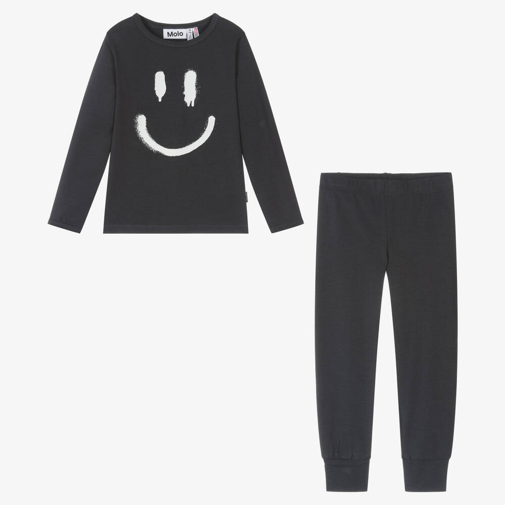 Molo-Black Organic Cotton Smiling Pyjamas | Childrensalon Outlet