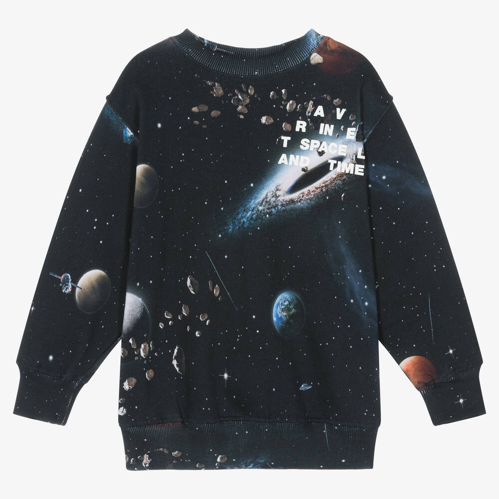 Molo - Sweat-shirt noir en coton Espace | Childrensalon