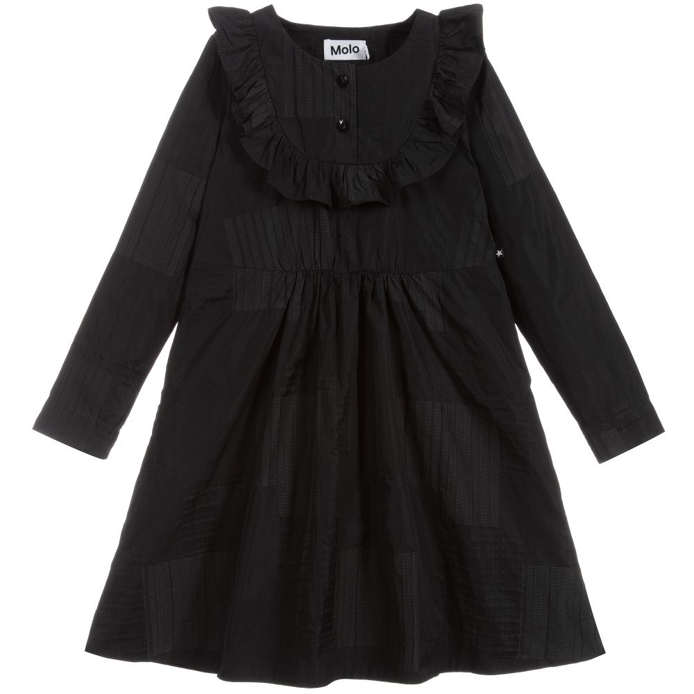 Molo-Черное платье из полиэстера с рюшами | Childrensalon Outlet