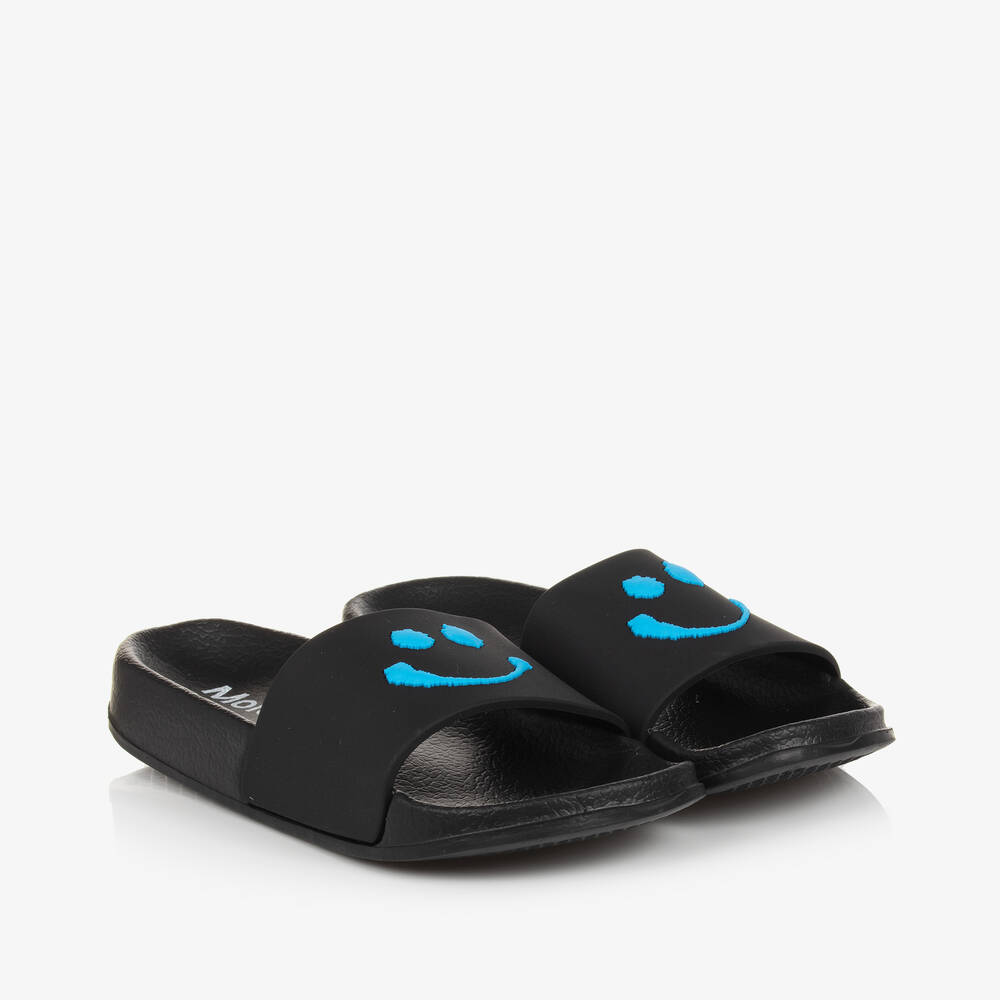 Molo-Black Smiling Face Foam Sliders | Childrensalon Outlet