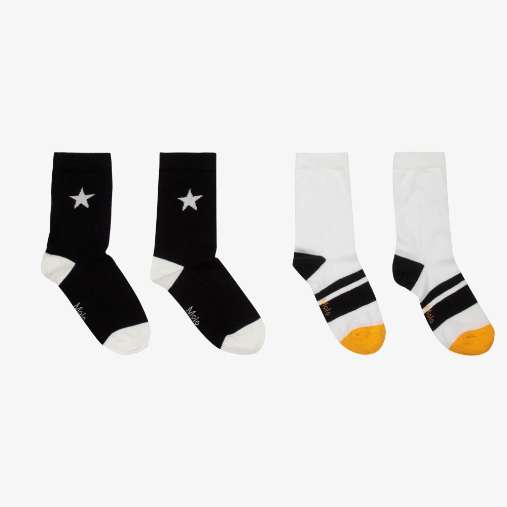 Molo - Black & White Socks (2 Pack) | Childrensalon