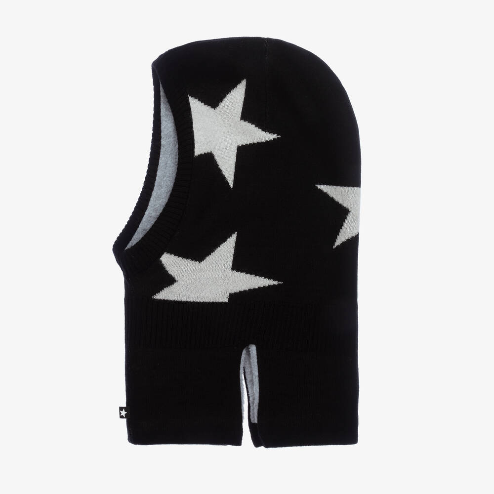 Molo-Black Wool Knit Star Balaclava | Childrensalon Outlet