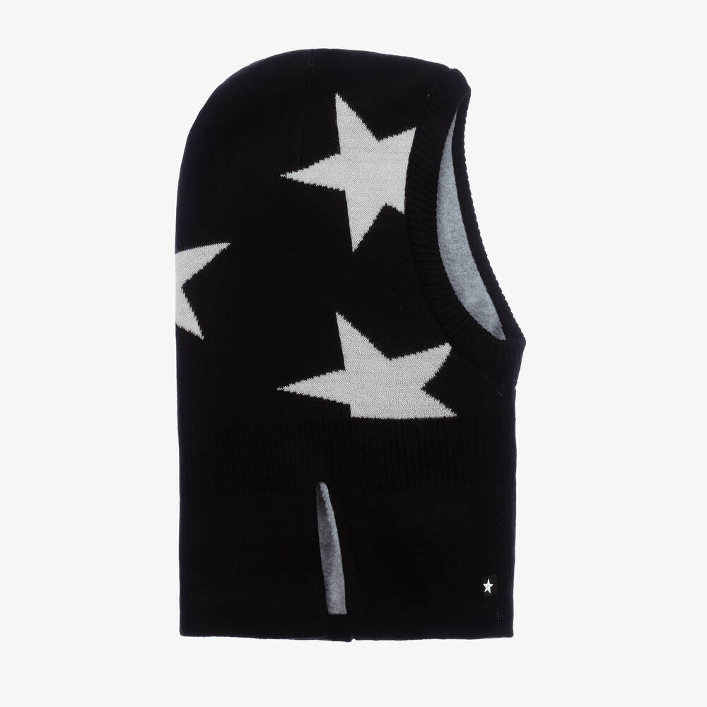 Molo - Black Wool Knit Star Balaclava | Childrensalon