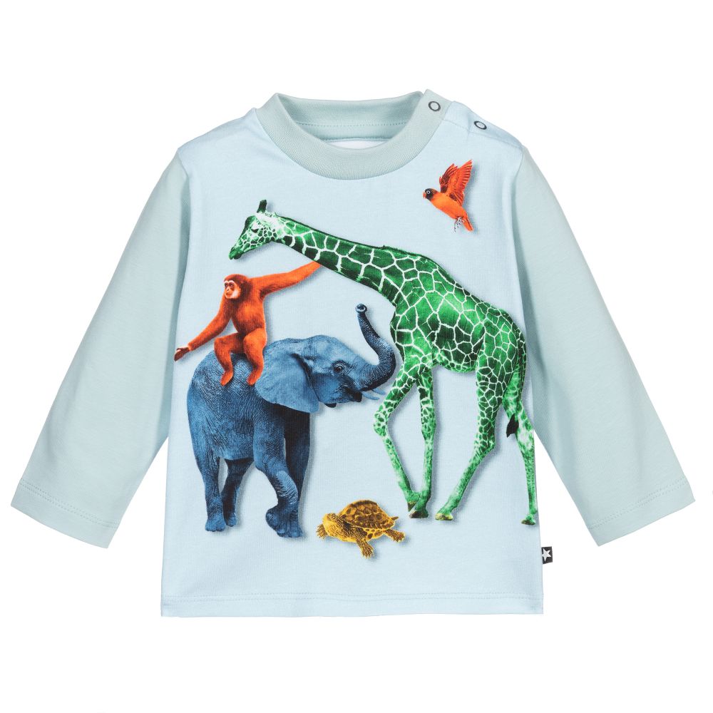 Molo - Blaues Oberteil mit Tiere-Print | Childrensalon