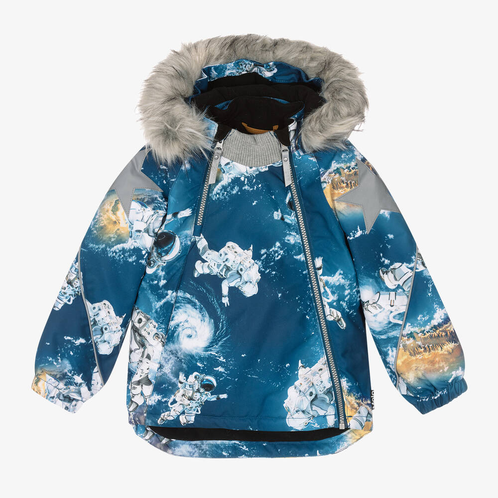 Molo - Синяя лыжная куртка с космонавтами | Childrensalon