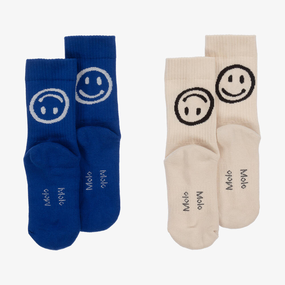 مولو-جوارب مزيج قطن محبوك لون بيج وأزرق (عدد 2) | Childrensalon Outlet