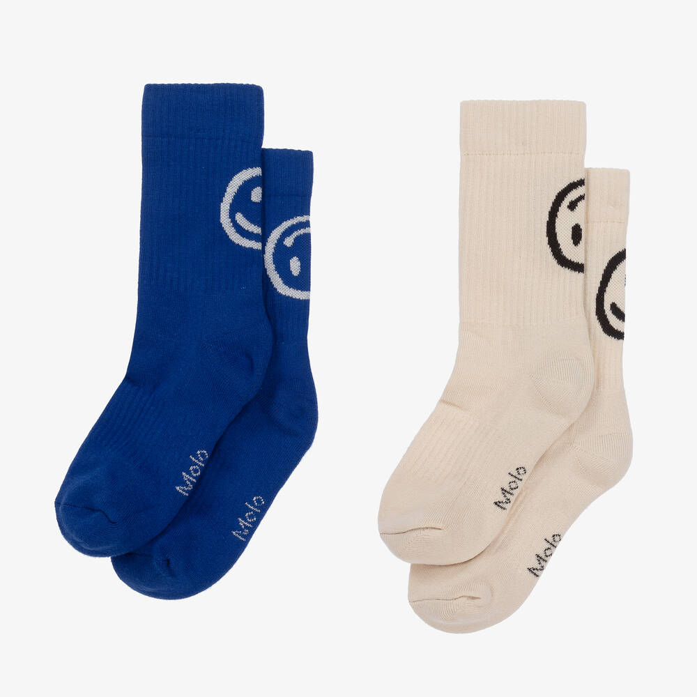 مولو-جوارب مزيج قطن محبوك لون بيج وأزرق (عدد 2) | Childrensalon Outlet