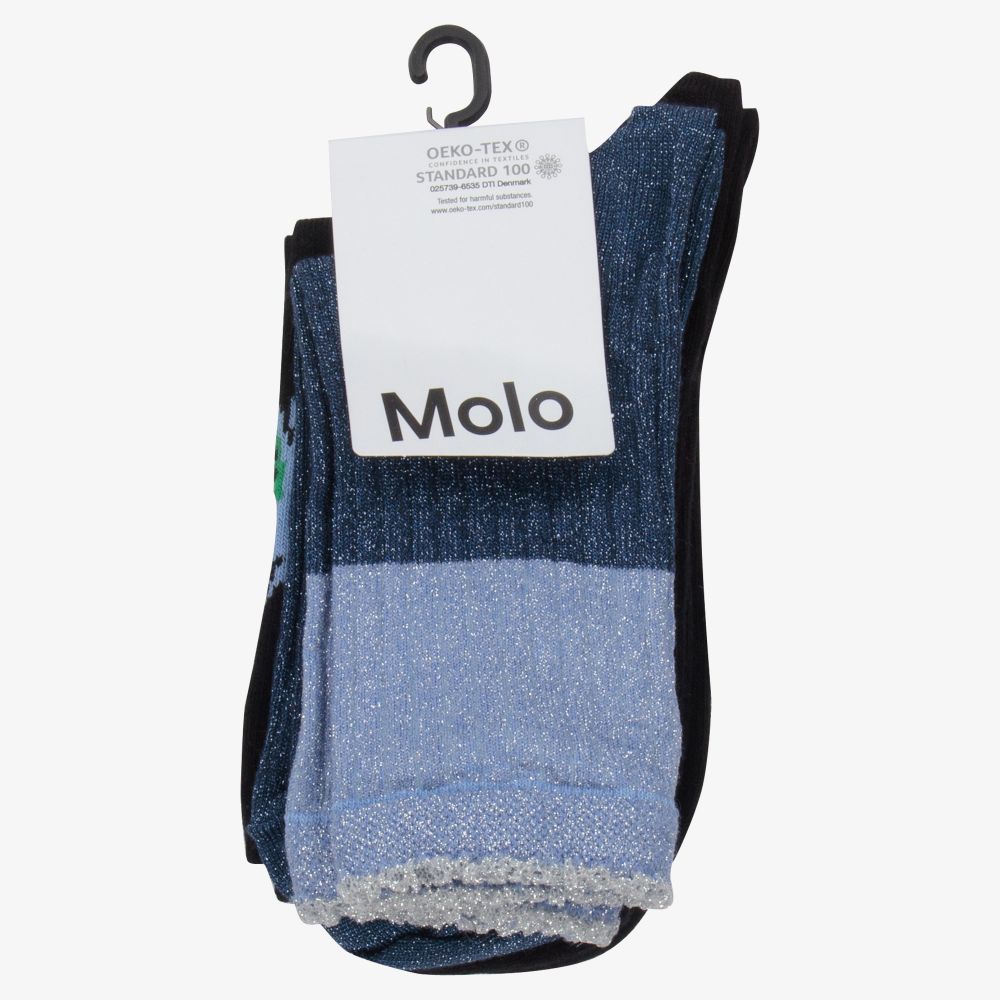 مولو-جوارب قطن محبوك لون كحلي وأسود للبنات (عدد 2) | Childrensalon Outlet