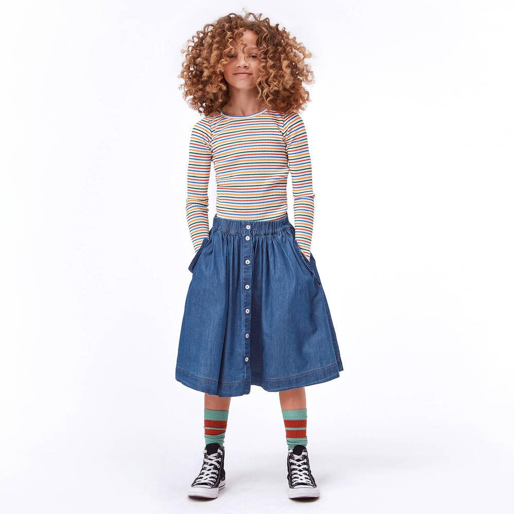 Molo-Blue Chambray Cotton Skirt | Childrensalon Outlet