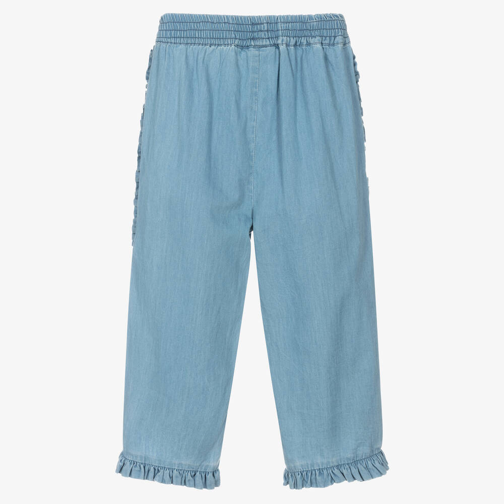 Molo-Blue Chambray Frill Trousers | Childrensalon Outlet