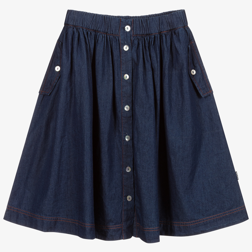 Molo-Blue Cotton Chambray Skirt | Childrensalon Outlet