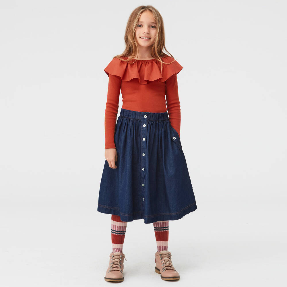 Molo-Синяя юбка из хлопкового шамбре | Childrensalon Outlet