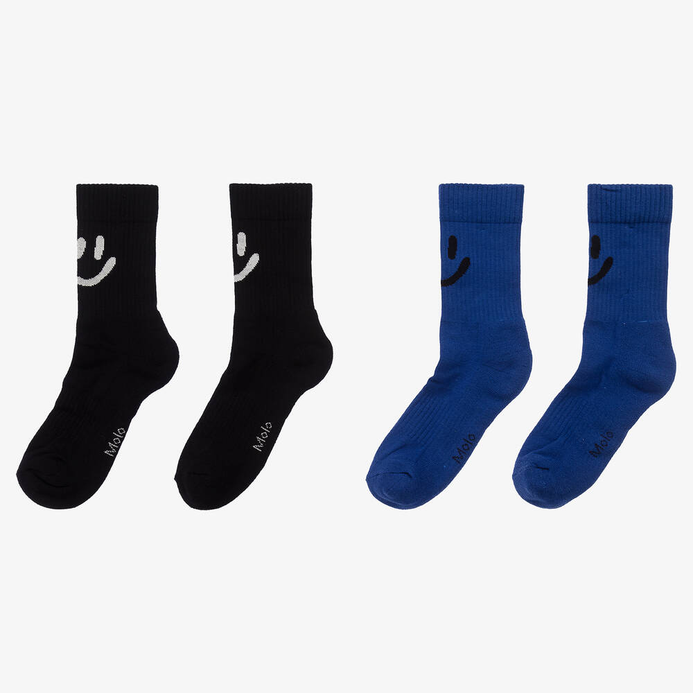 مولو-جوارب مزيج قطن محبوك لون أسود وأزرق (عدد 2) | Childrensalon Outlet