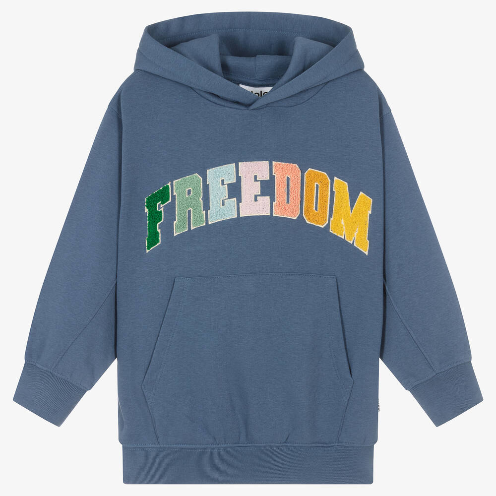 Molo - Blue Cotton Jersey Hoodie | Childrensalon