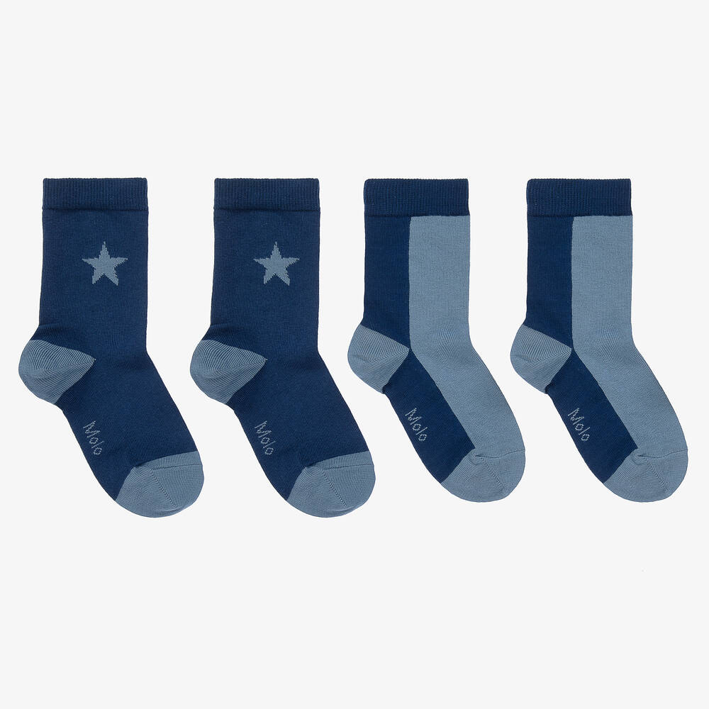 Molo - Blue Cotton Socks (2 Pack) | Childrensalon