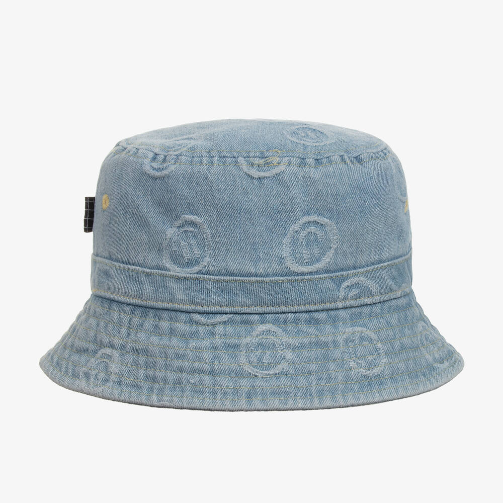 Molo Blue Denim Smiling Face Bucket Hat
