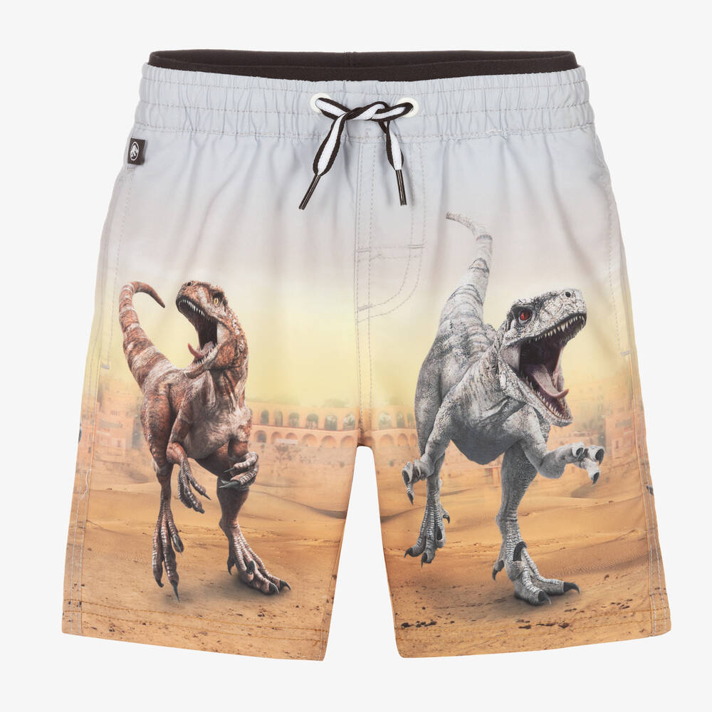 Molo-Blue Dinosaur Swim Shorts | Childrensalon Outlet