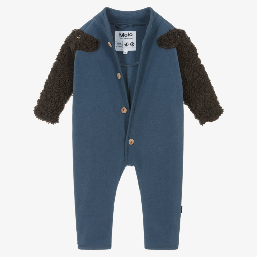 Molo-Синий флисовый комбинезон с рукавами в виде животных для малышей | Childrensalon Outlet