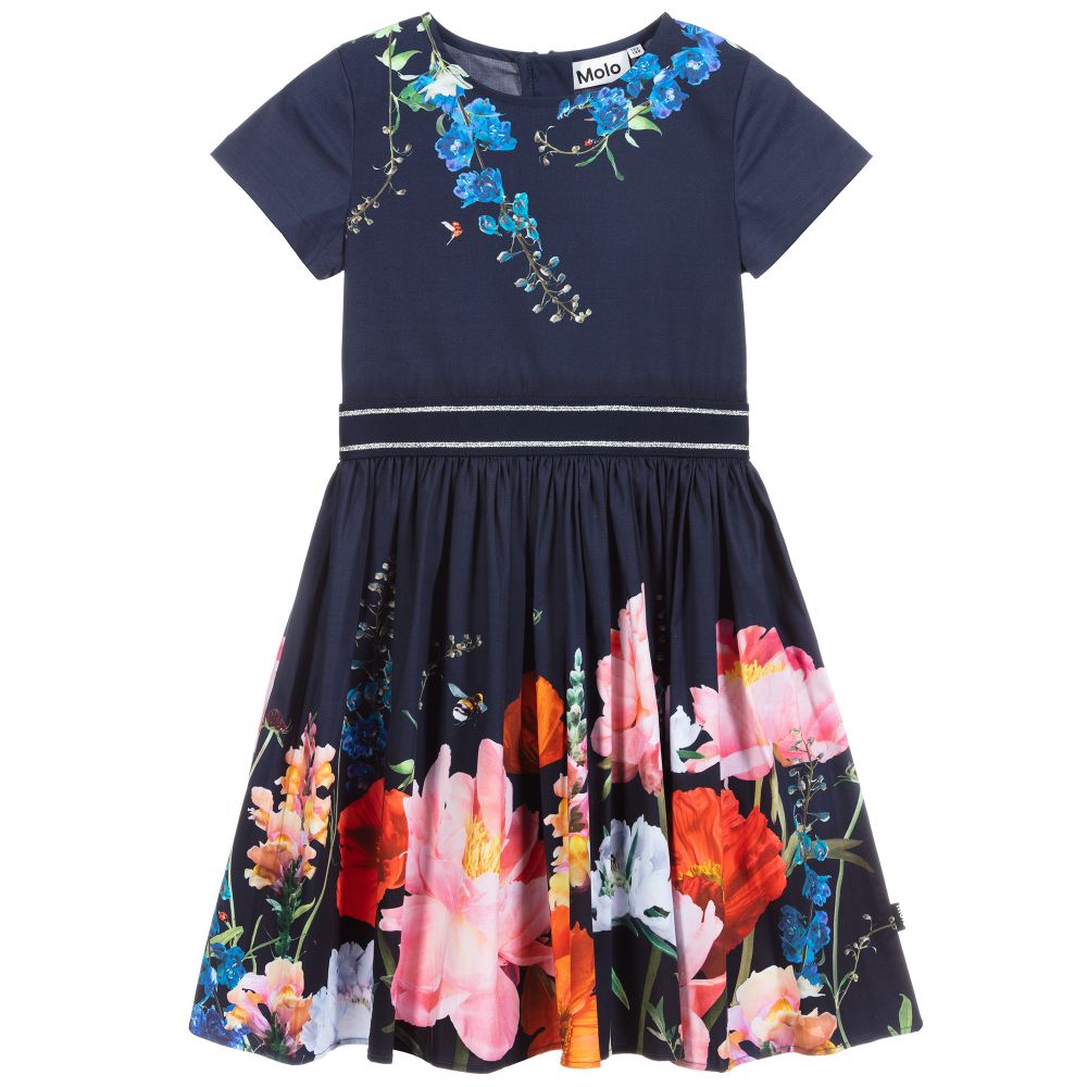 Molo - Blue Floral Cotton Dress | Childrensalon