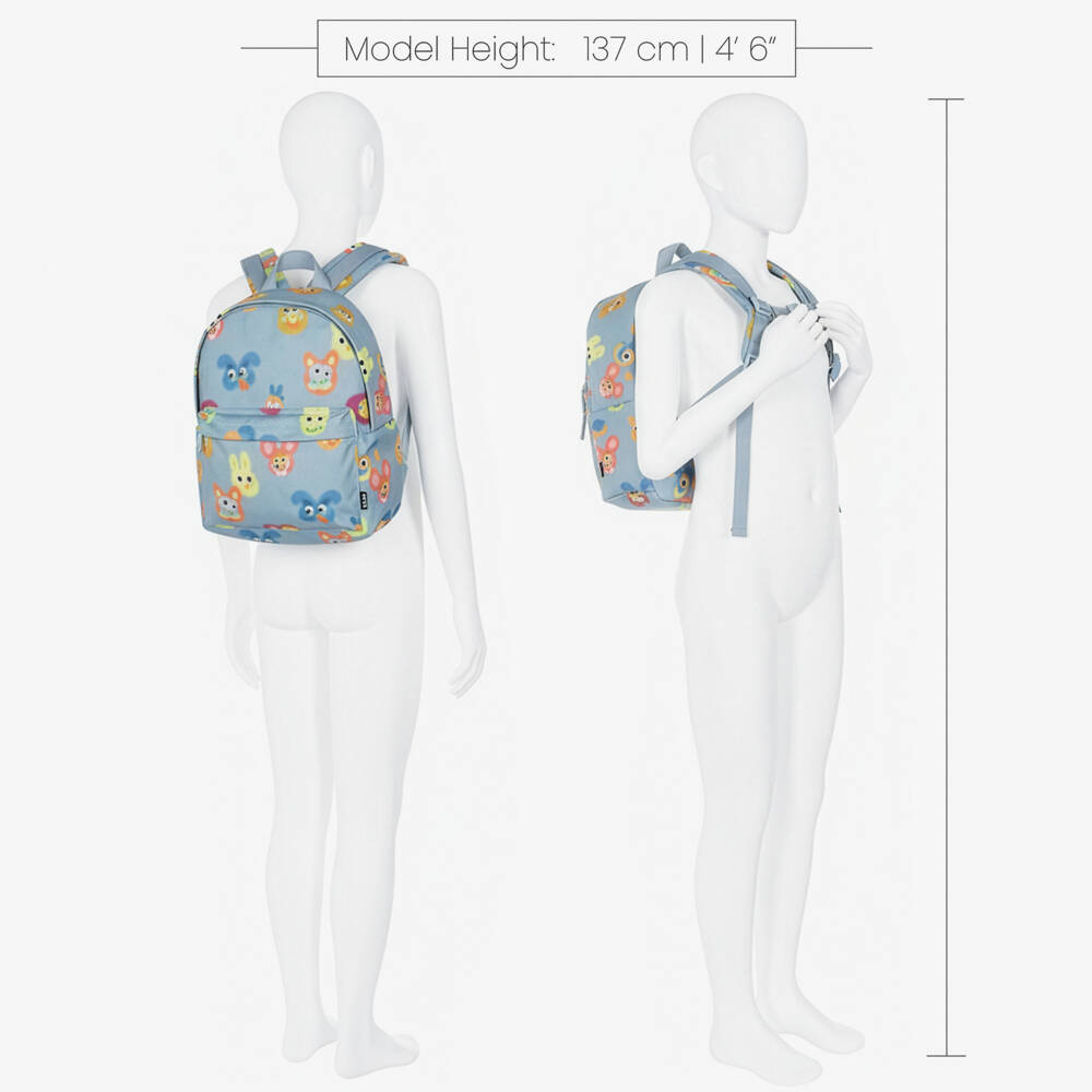 Molo-Blue Fuzzy Monster Canvas Backpack 29cm | Childrensalon Outlet
