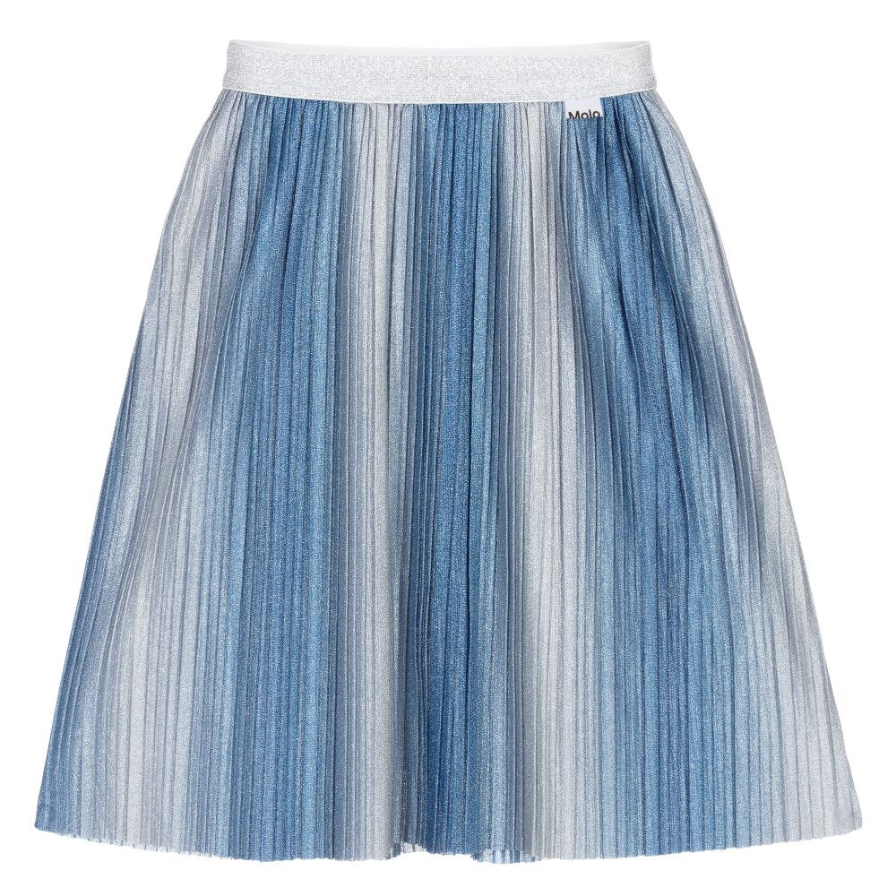Molo - Blue Glitter Pleated Skirt | Childrensalon