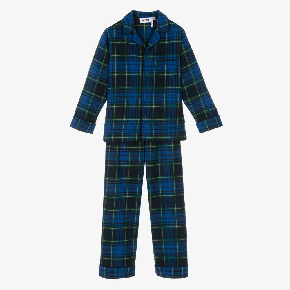 Molo-Уютные клетчатые синие хлопковые пижамы для детей | Childrensalon Outlet