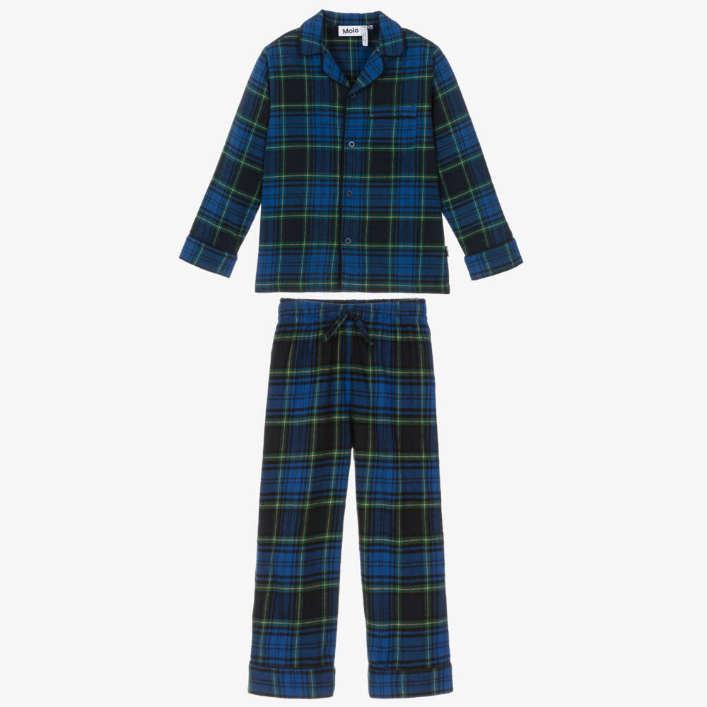 Molo-Уютные клетчатые синие хлопковые пижамы для детей | Childrensalon Outlet