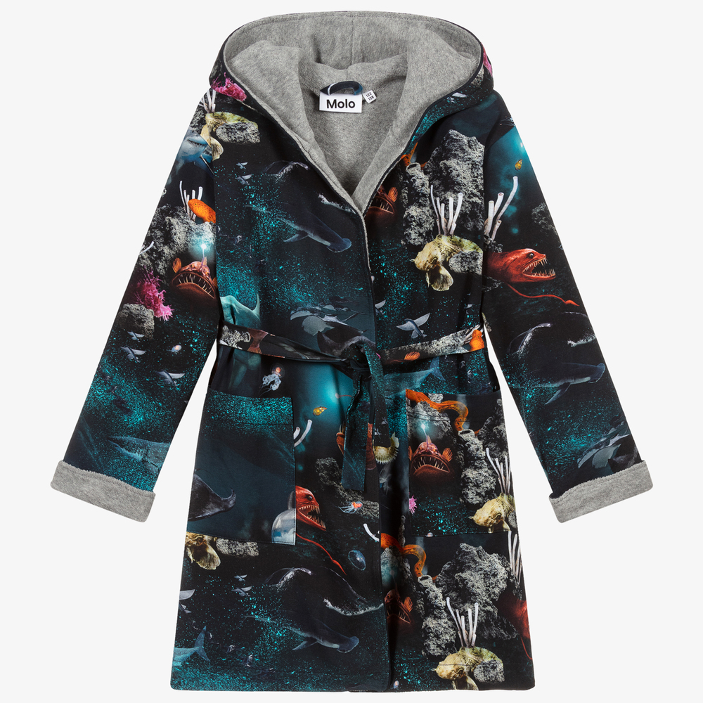 Molo-Blue & Grey Ocean Bathrobe | Childrensalon Outlet