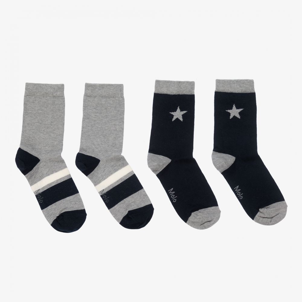 Molo - Blue & Grey Socks (2 Pack) | Childrensalon