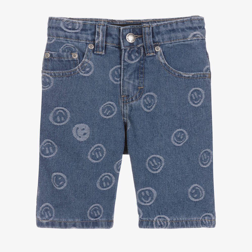 Molo - Short bleu en jean Happy Face | Childrensalon