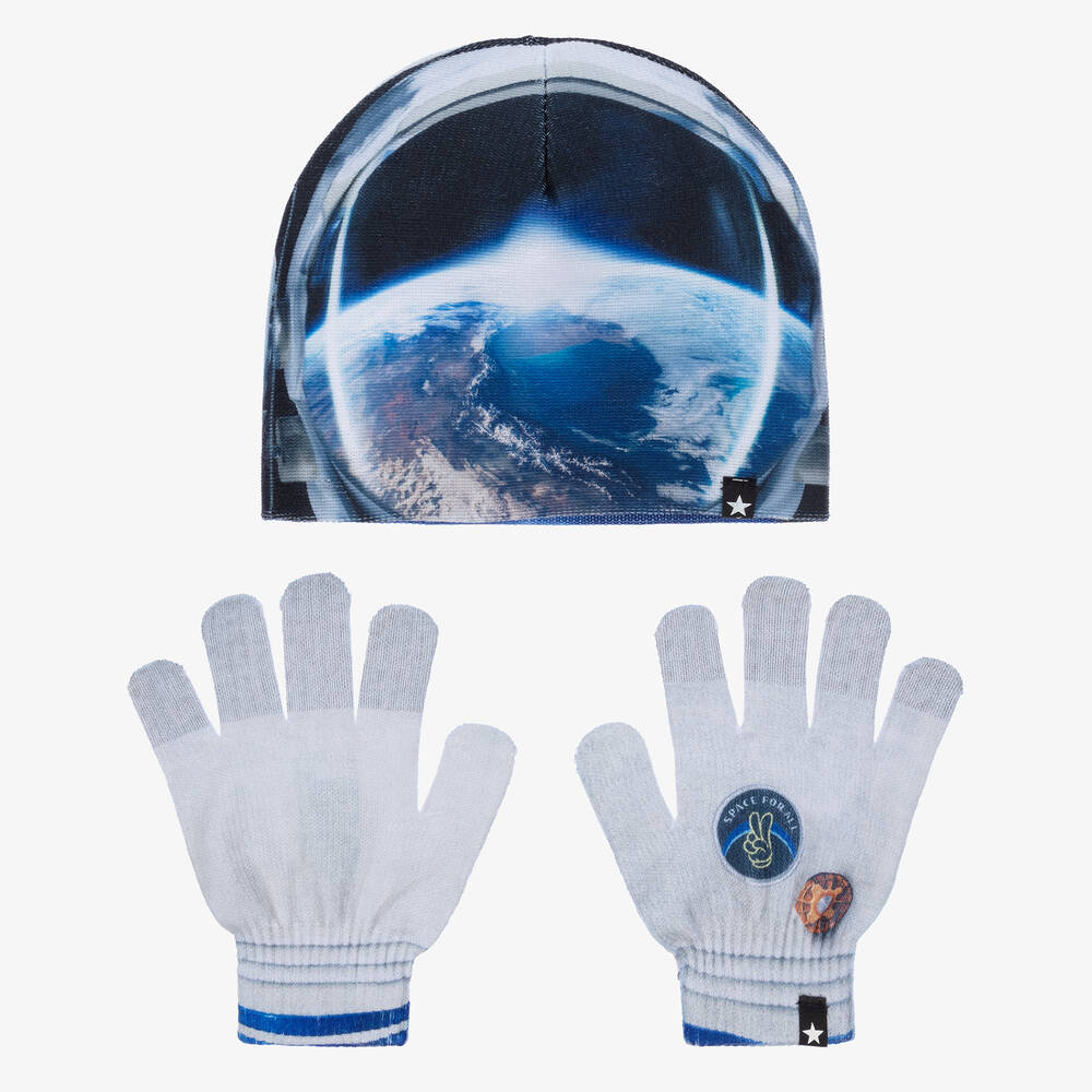 Molo - Blaues Mütze & Handschuh Set | Childrensalon