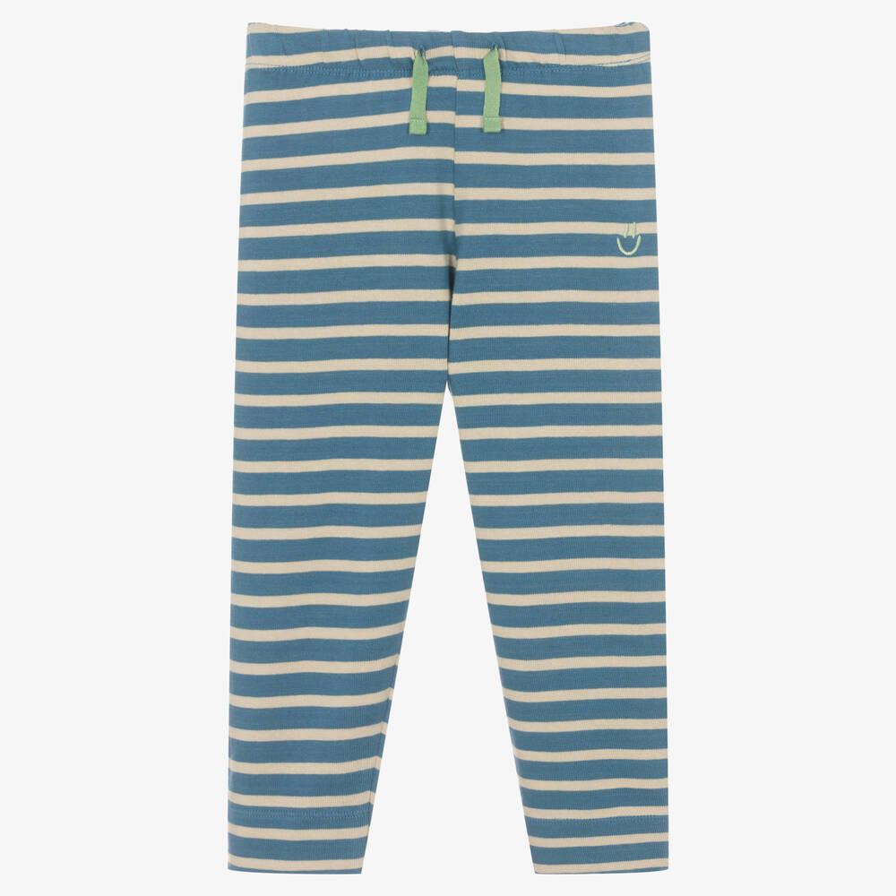 Molo - Blue & Ivory Cotton Knit Trousers | Childrensalon