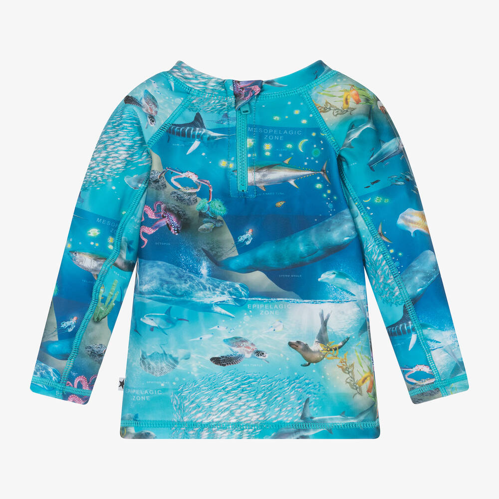 Molo-Голубой купальный топ с океаническим принтом (UPF50+) | Childrensalon Outlet