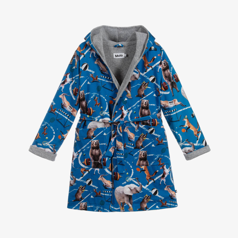 Molo-Blue Organic Cotton Bathrobe | Childrensalon Outlet