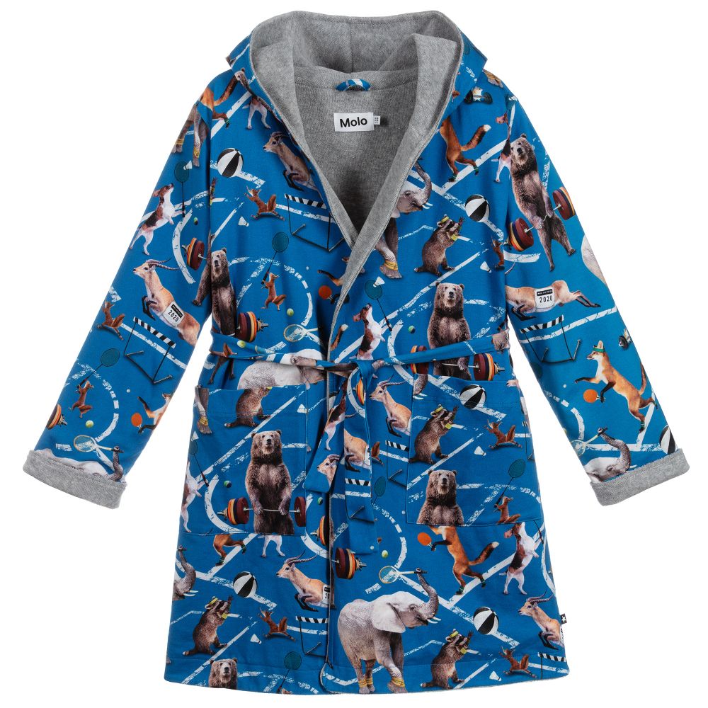 Molo - Blue Organic Cotton Bathrobe | Childrensalon