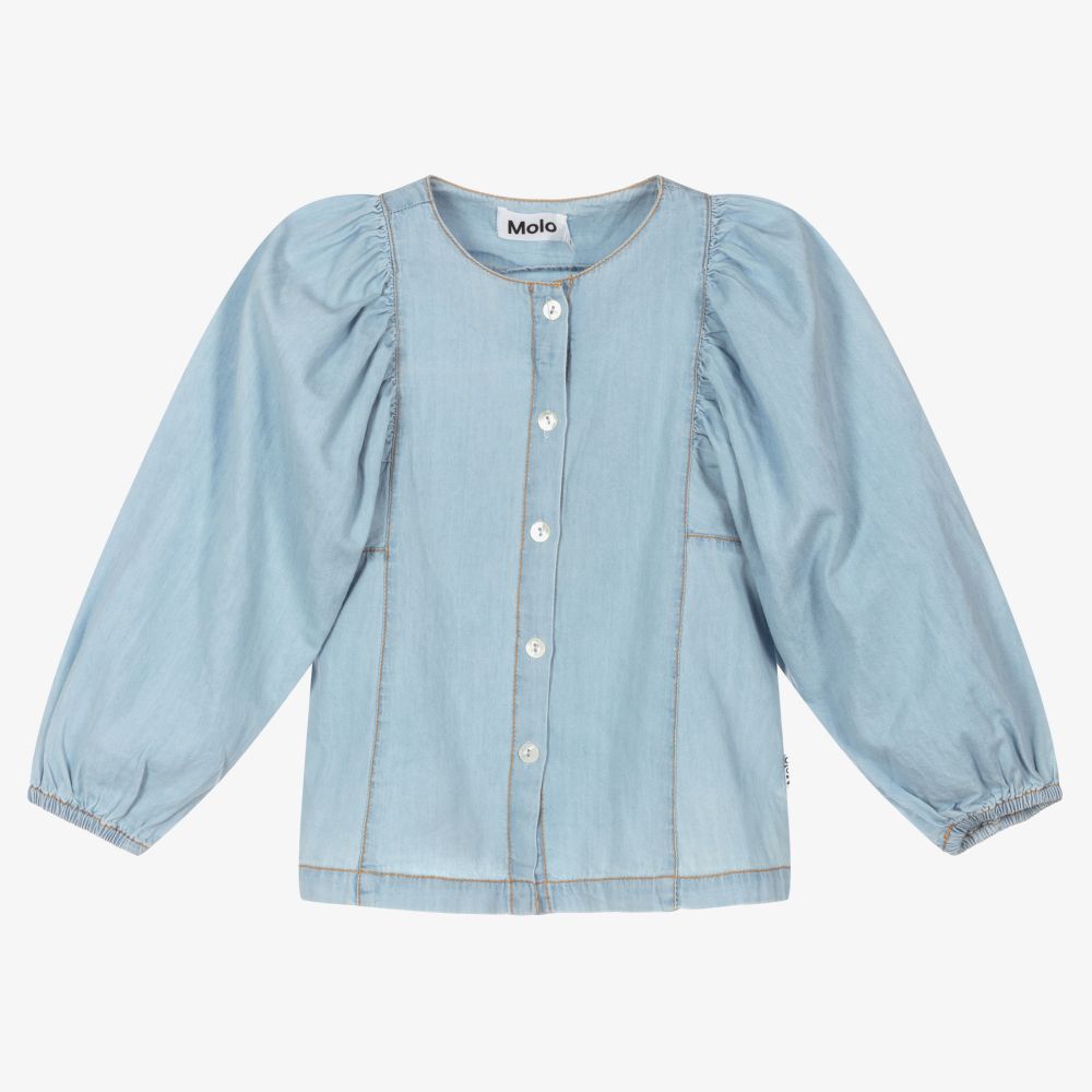 Molo-Голубая блузка из органического хлопка | Childrensalon Outlet