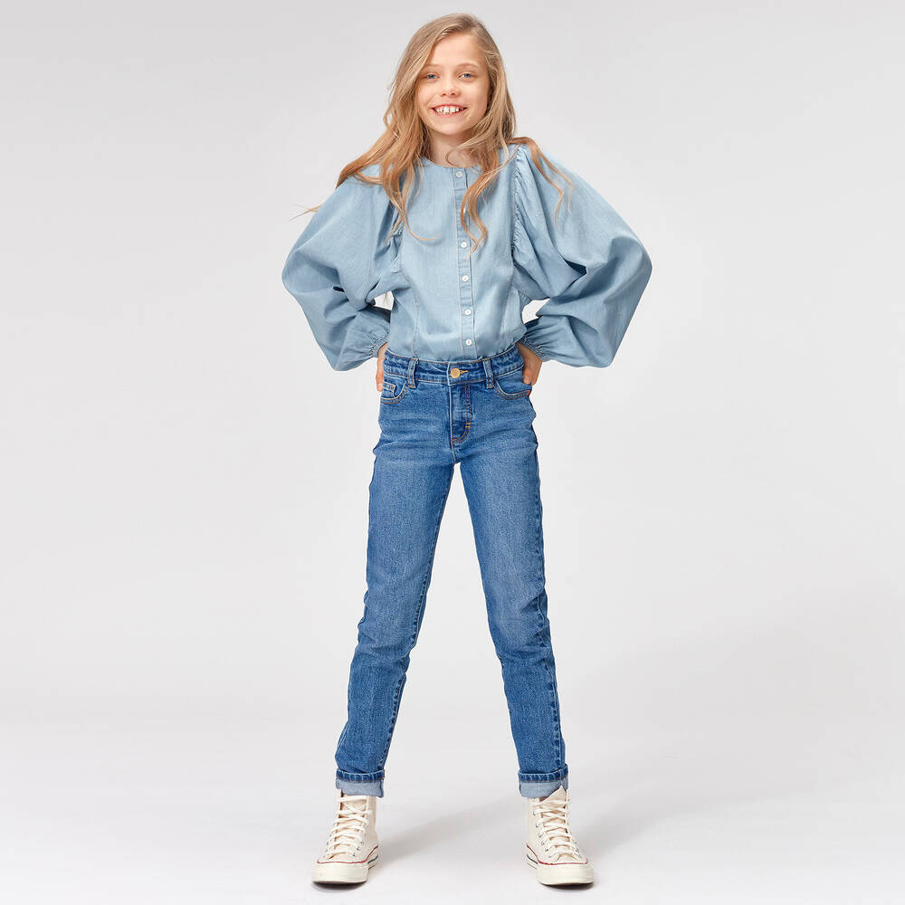 Molo-Blue Organic Cotton Blouse | Childrensalon Outlet