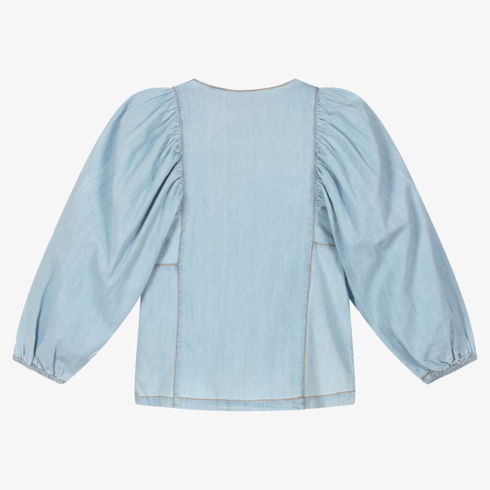 Molo-Blue Organic Cotton Blouse | Childrensalon Outlet