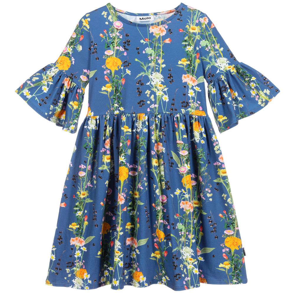 Molo - Blaues Kleid aus Biobaumwolle | Childrensalon