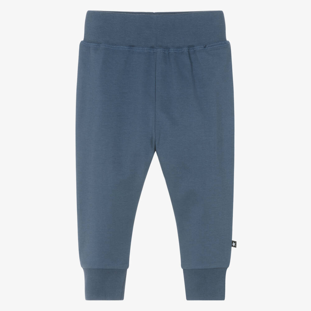 Molo-Blue Organic Cotton Jersey Joggers | Childrensalon Outlet