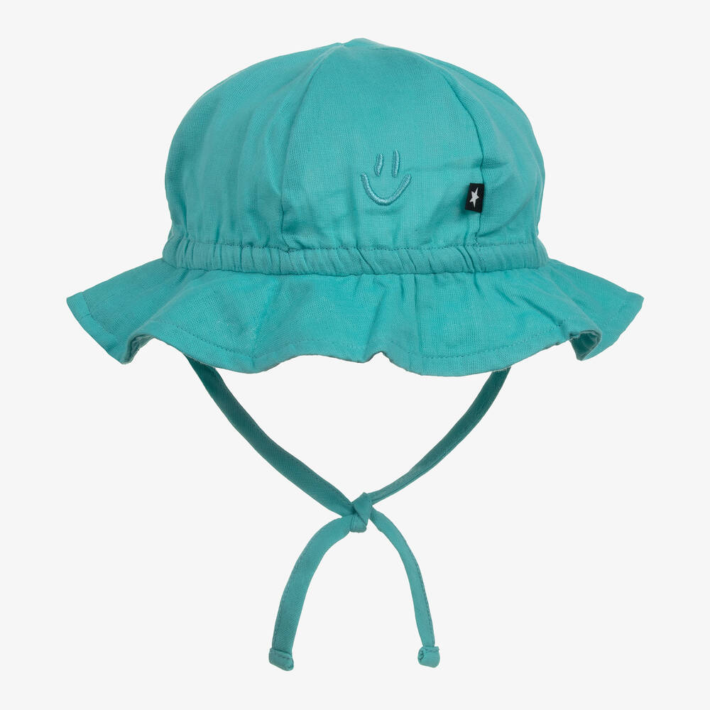 Molo-Blue Organic Cotton Ruffle Sun Hat | Childrensalon Outlet