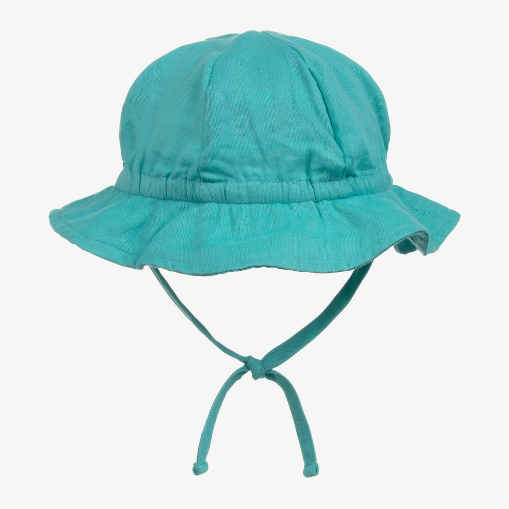 Molo-Blue Organic Cotton Ruffle Sun Hat | Childrensalon Outlet