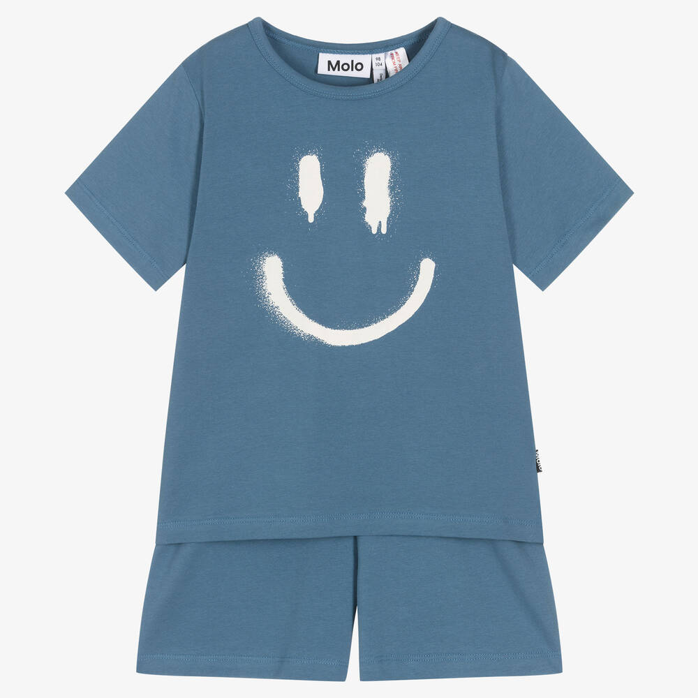 Molo - Blue Organic Cotton Short Pyjamas | Childrensalon