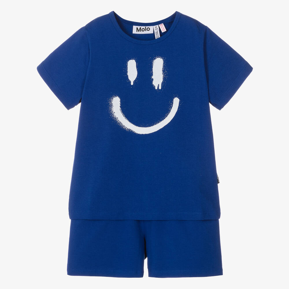 Molo-Blue Organic Cotton Short Pyjamas  | Childrensalon Outlet