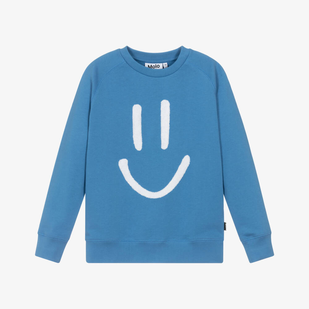 Molo-Свитшот синий с улыбающимся лицом для мальчиков | Childrensalon Outlet
