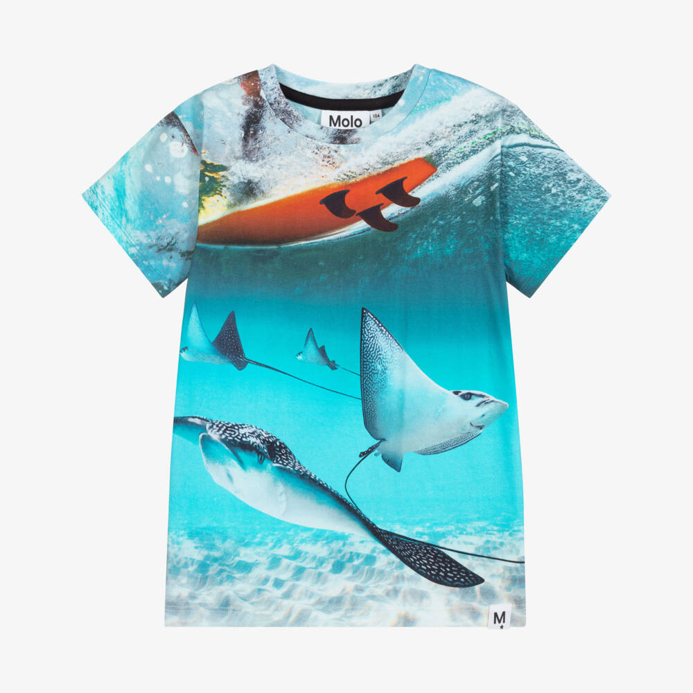 Molo-Голубая футболка из органического хлопка | Childrensalon Outlet