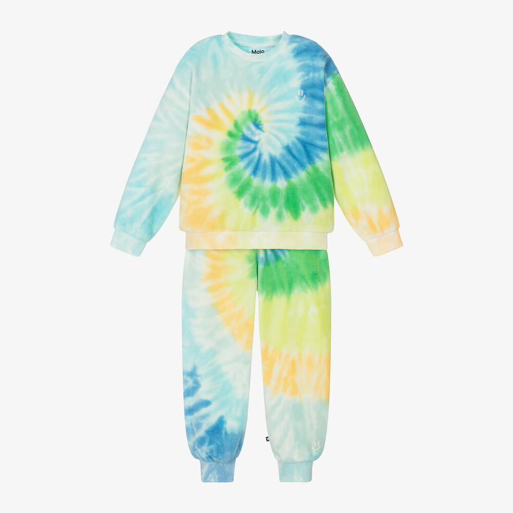 Molo-Blue Organic Cotton Tie-Dye Tracksuit | Childrensalon Outlet