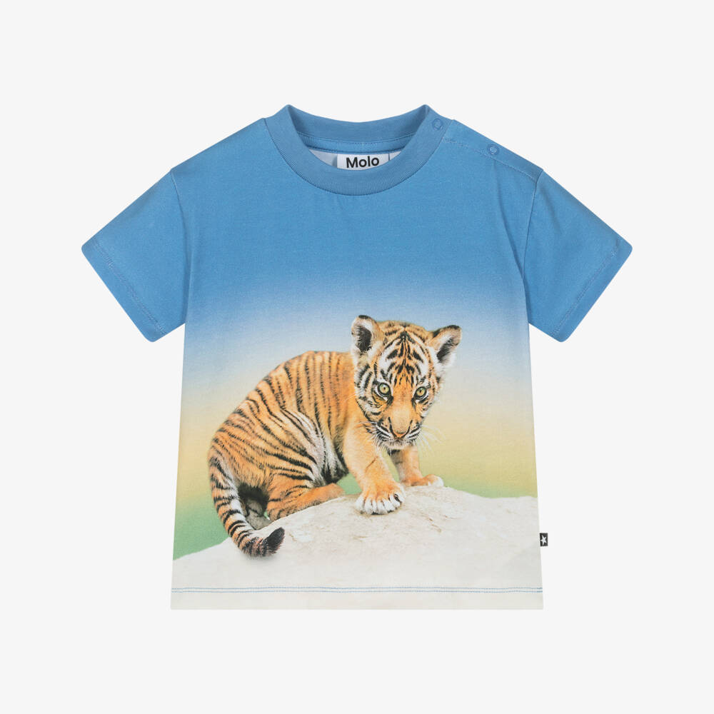 Molo-Синяя футболка с тигрёнком для малышей | Childrensalon Outlet