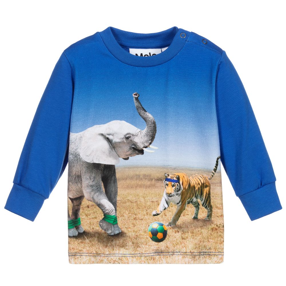 Molo - Blue Organic Cotton Top | Childrensalon