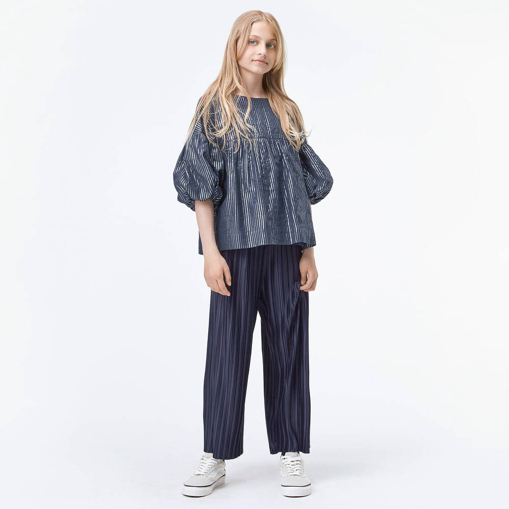 Molo-Blue Pleated Culottes | Childrensalon Outlet